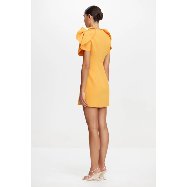 Acler Normanhill Mini Dress in Neon Mango, view 3