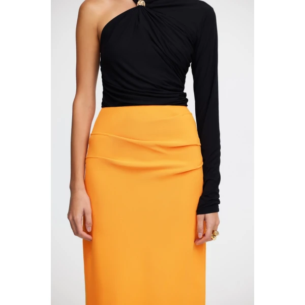Acler Normanhill Skirt in Neon Mango, view 4