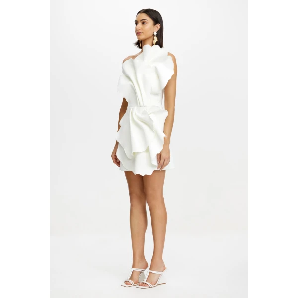 Acler Oake Mini Dress in Ivory, view 2