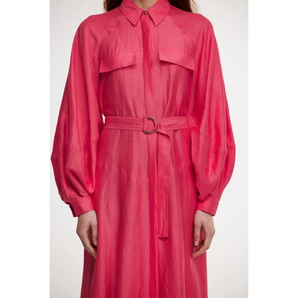 Acler Pennarly Midi Dress in Berry Pink, view 4