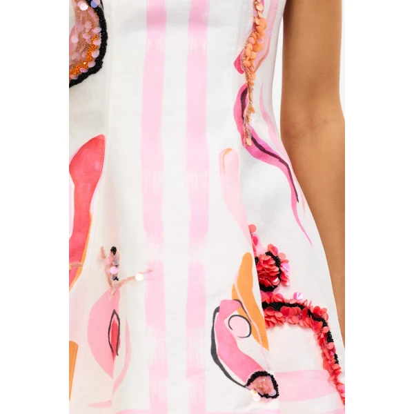 Acler Pennick Mini Dress in Blush Abstract, view 4