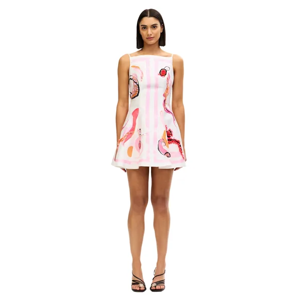 Acler Pennick Mini Dress in Blush Abstract