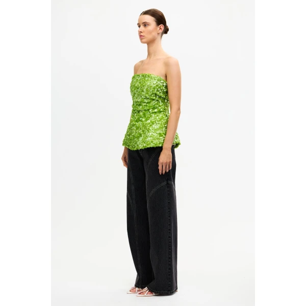 Acler Pipson Top in Basil Green, view 6