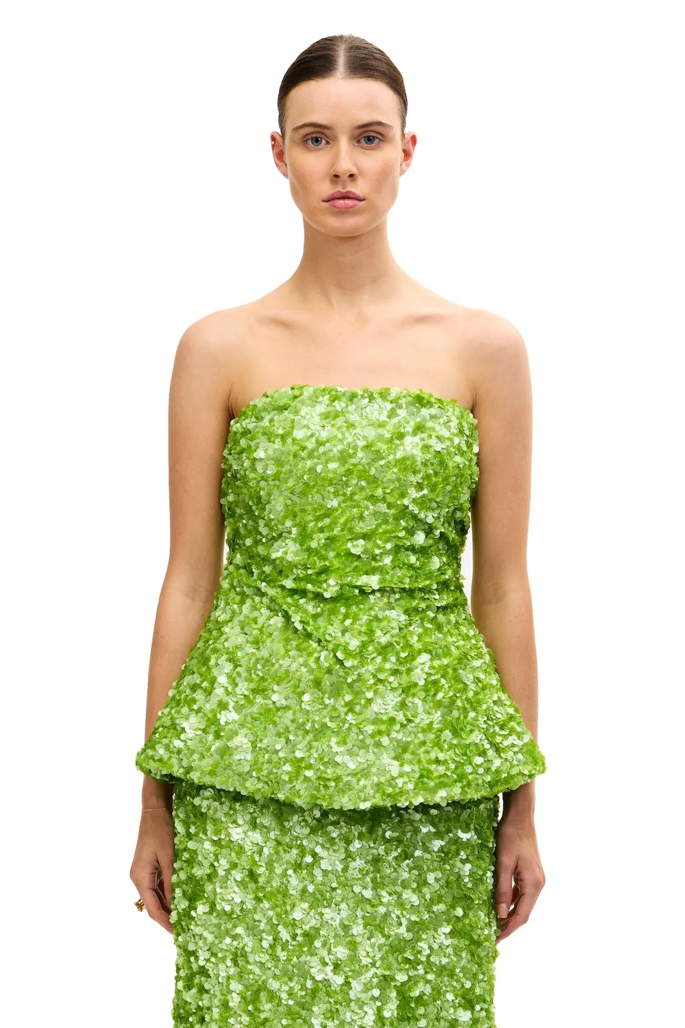 Acler Pipson Top in Basil Green, Green Tops