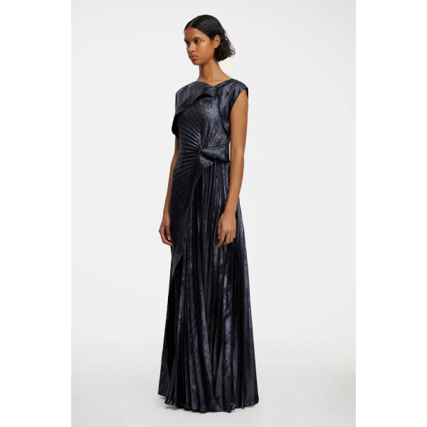 Acler Pithill Maxi Dress in Navy Metallic, view 2