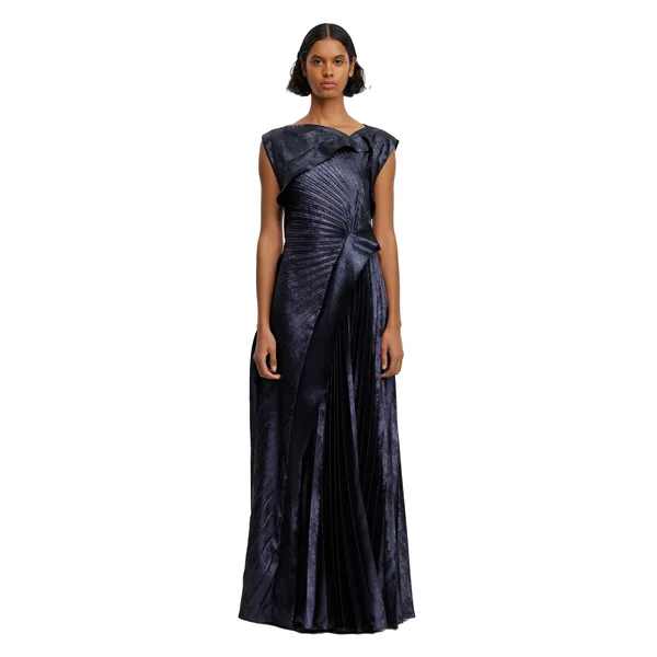 Acler Pithill Maxi Dress in Navy Metallic