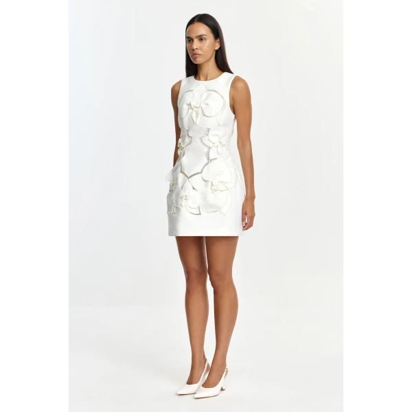 Acler Raffin Mini Dress in Ivory, view 2