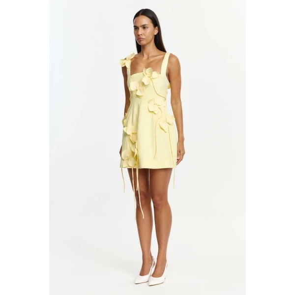 Acler Reeve Mini Dress in Lemon Zest, view 2