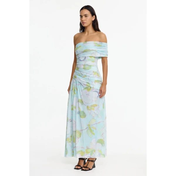 Acler Richdore Maxi Dress in Blue Plum Forrest, view 2
