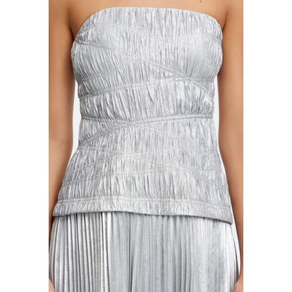 Acler Rockland Midi Dress in Dove Metallic, view 4