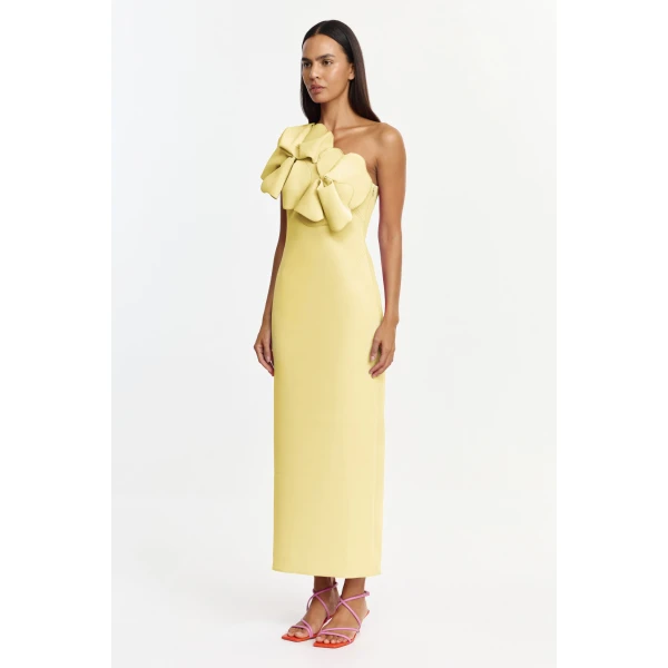 Acler Santani Maxi Dress in Lemon Zest, view 2