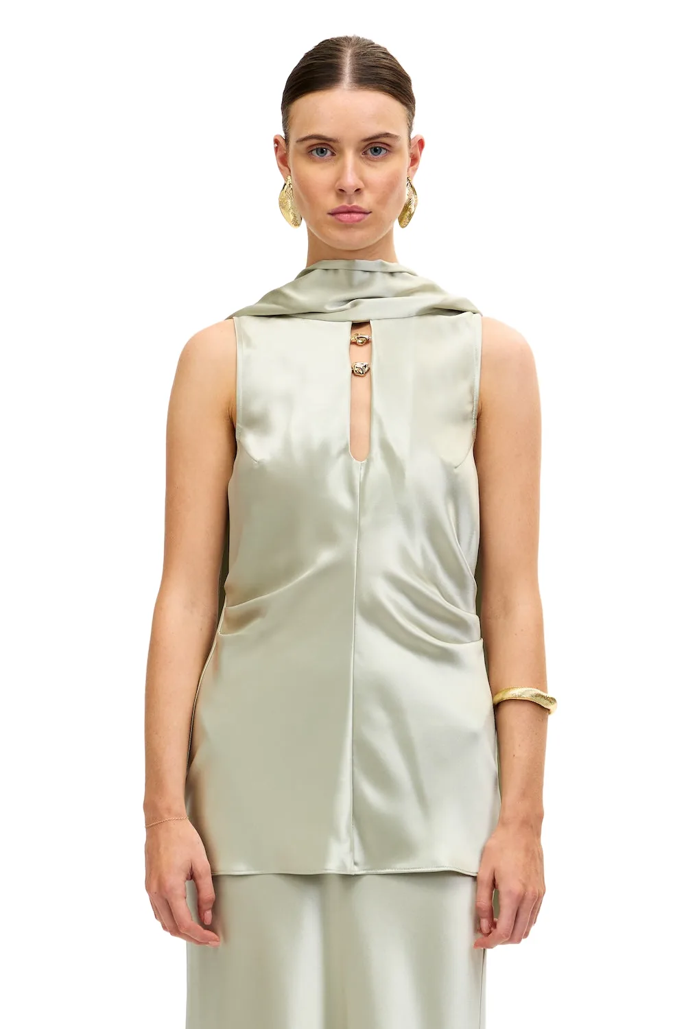 Acler Sharrow Top in Pistachio, Green Tops