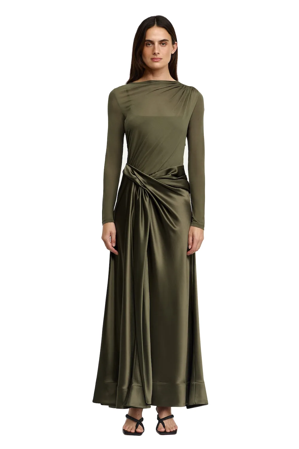 Acler Shiren Maxi Dress in Pecan, Green Dresses