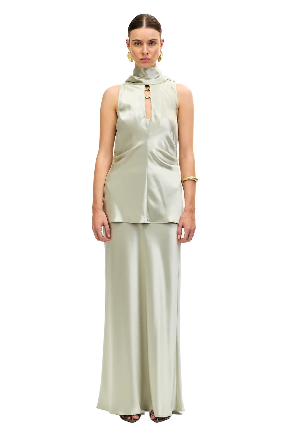 Acler Shortgreen Maxi Skirt in Pistachio, Green Skirts