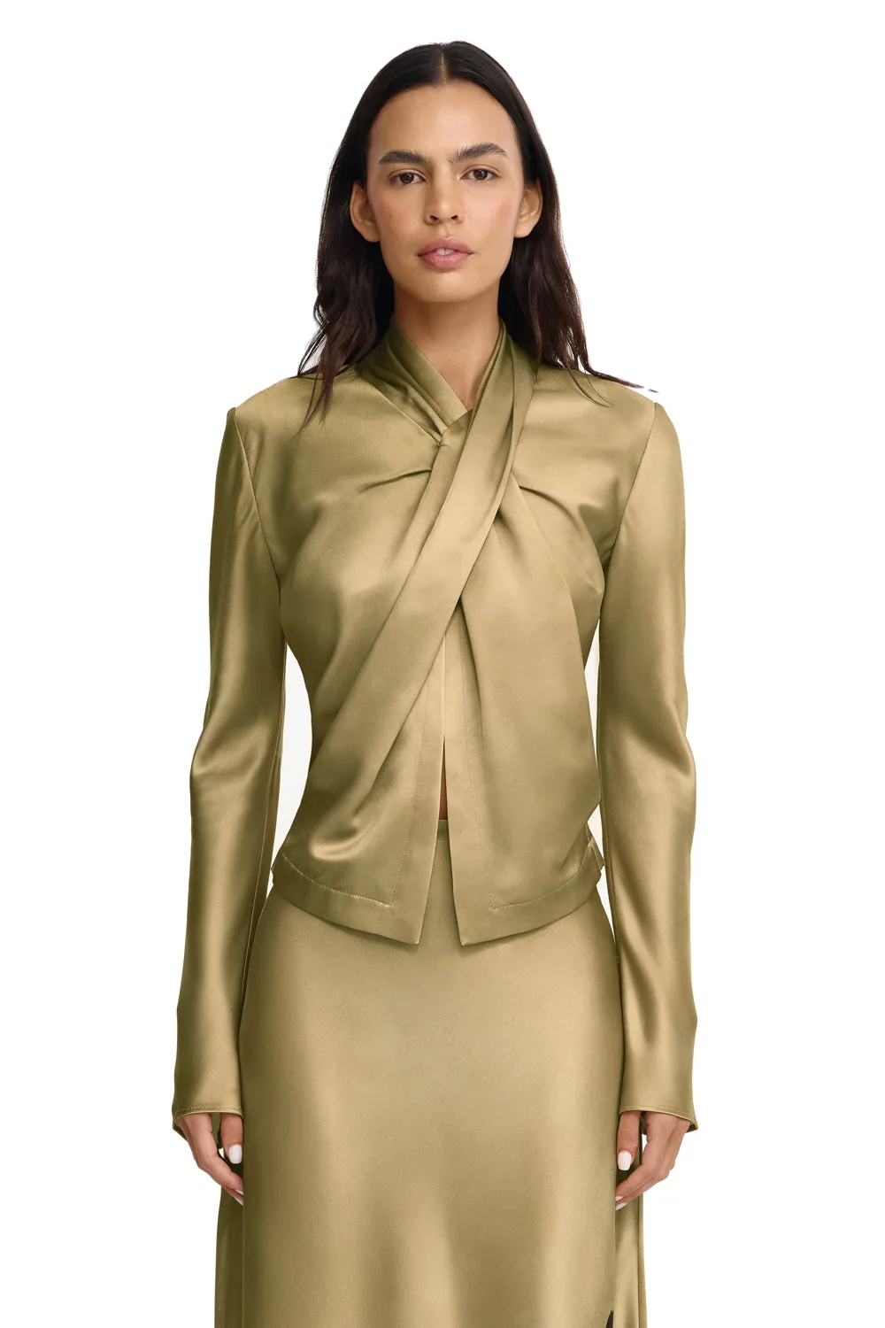 Acler Soroba Top in Dusk, Green Tops