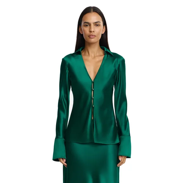 Acler Spunhill Shirt in Deep Emerald