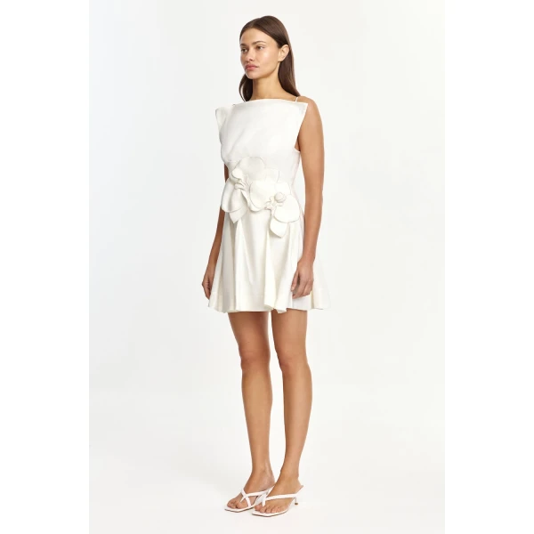 Acler Warra Mini Dress in Ivory, view 2