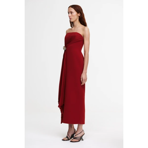 Acler Whitnell Midi Dress in Burgundy, view 2