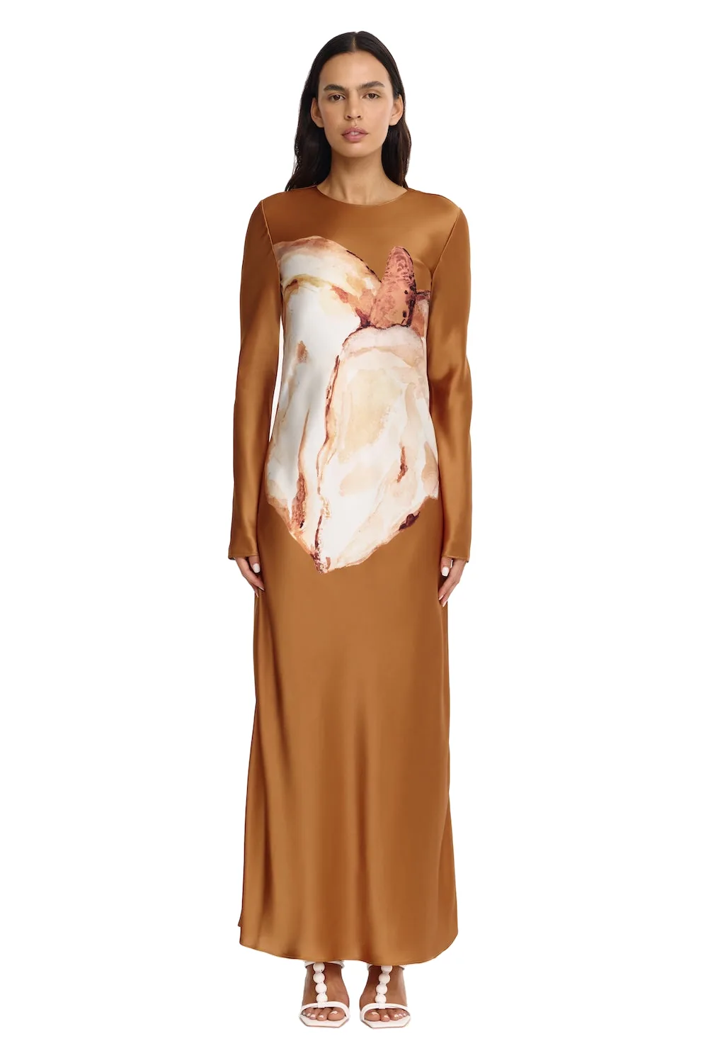 Acler Wittonhill Maxi Dress in Caramel Arum Lily, Multicolour Dresses
