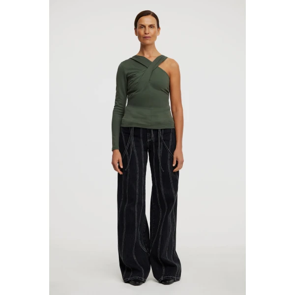 Acler Wyson Top in Deep Olive, view 5