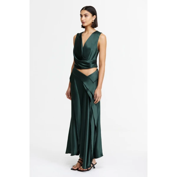 Acler Yewdale Maxi Skirt in Deep Olive, view 2