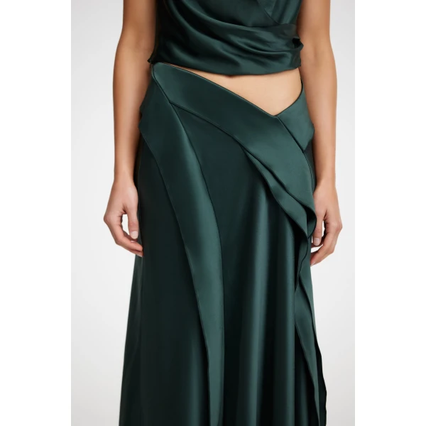 Acler Yewdale Maxi Skirt in Deep Olive, view 4