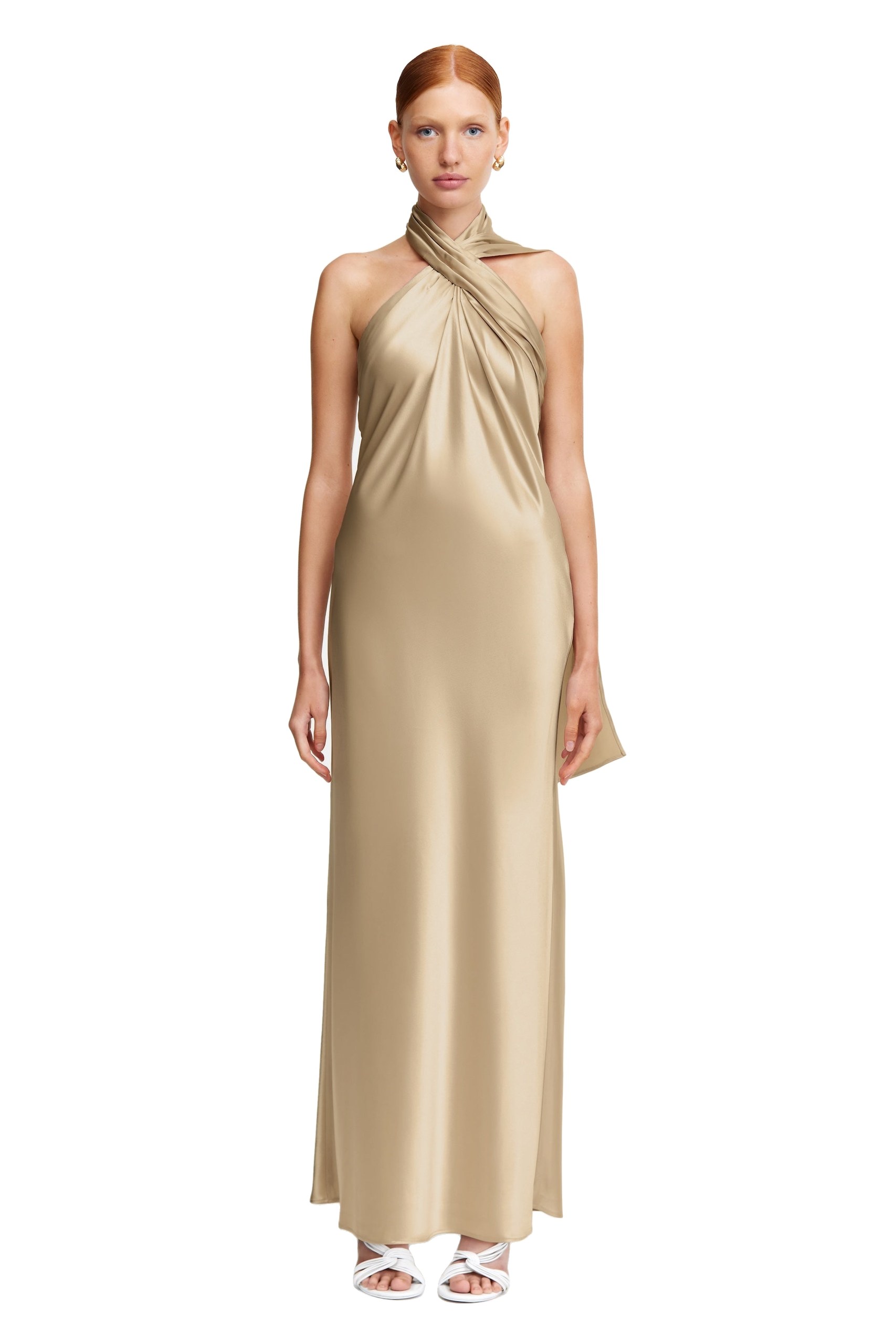 Acler Yewgreen Maxi Dress in Mist, Metallic Dresses
