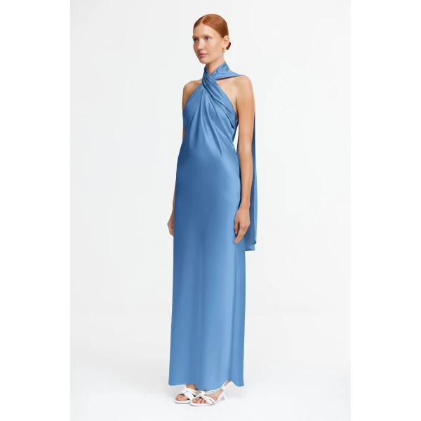 Acler Yewgreen Maxi Dress in Stone Blue, view 3