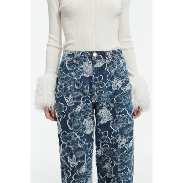 Aje Arlo Jacquard Barrel Jean, view 3