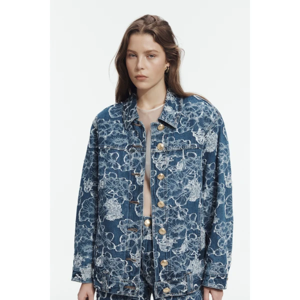 Aje Arlo Jacquard Denim Jacket, view 3