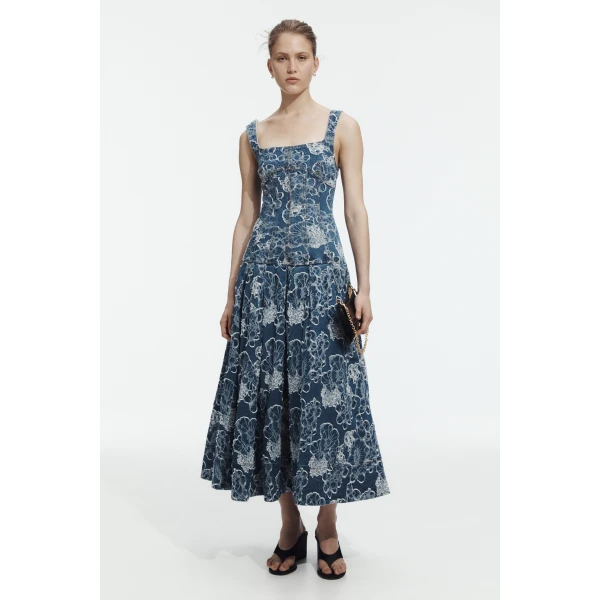 Aje Arlo Jacquard Denim Maxi Dress, view 2
