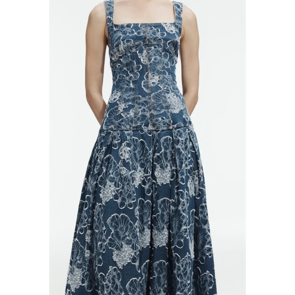 Aje Arlo Jacquard Denim Maxi Dress, view 3
