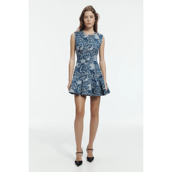 Aje Arlo Jacquard Denim Mini Dress, view 2