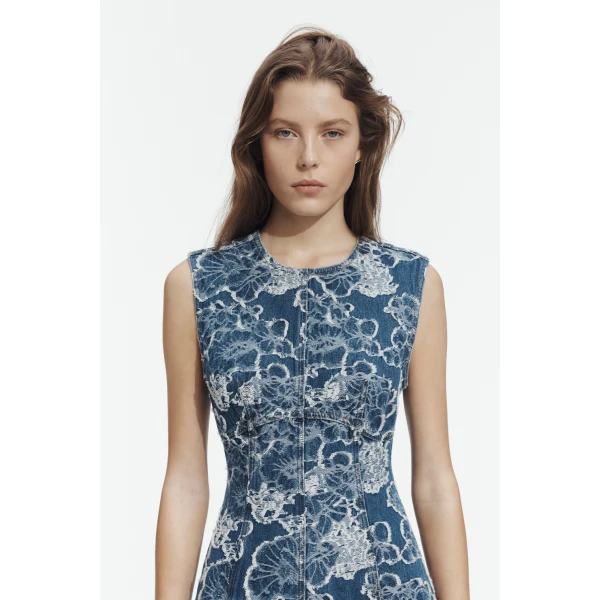 Aje Arlo Jacquard Denim Mini Dress, view 4