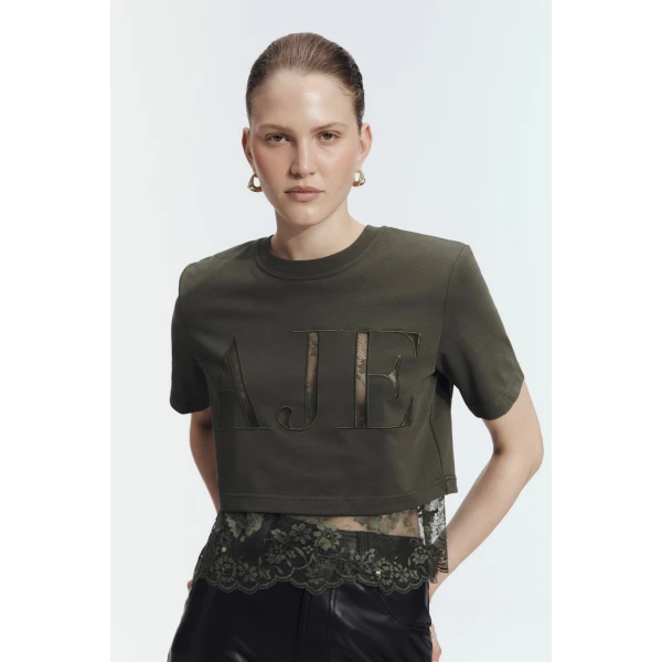 Aje Kayla Lace Underlay Tee Top, view 2