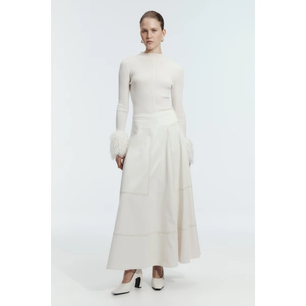 Aje Lotus Vegan Leather Midi Skirt, view 2