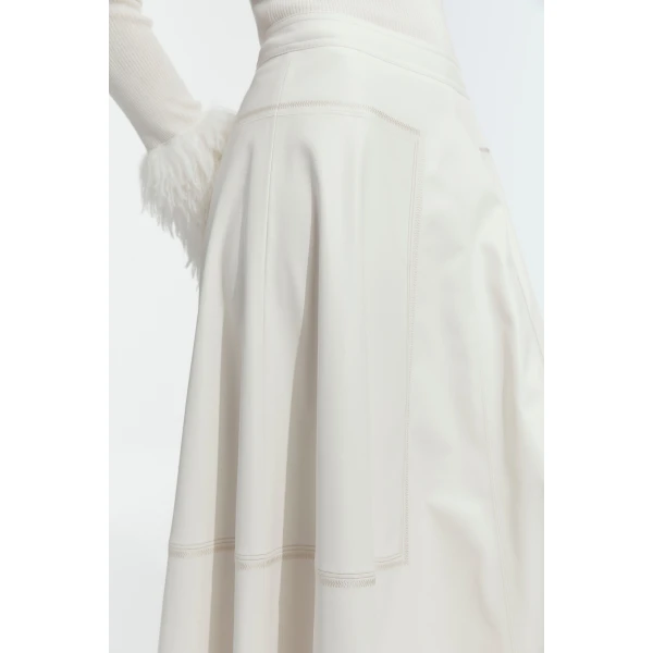 Aje Lotus Vegan Leather Midi Skirt, view 4