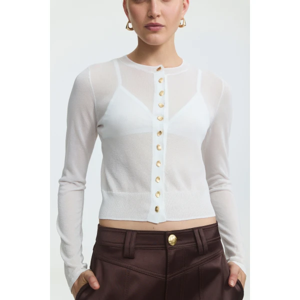 Aje Lynor Sheer Knit Cardigan, view 3
