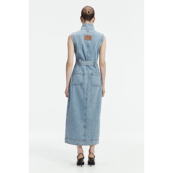 Aje Lyra Denim Midi Dress, view 3