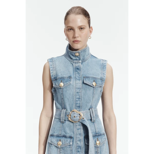 Aje Lyra Denim Midi Dress, view 4
