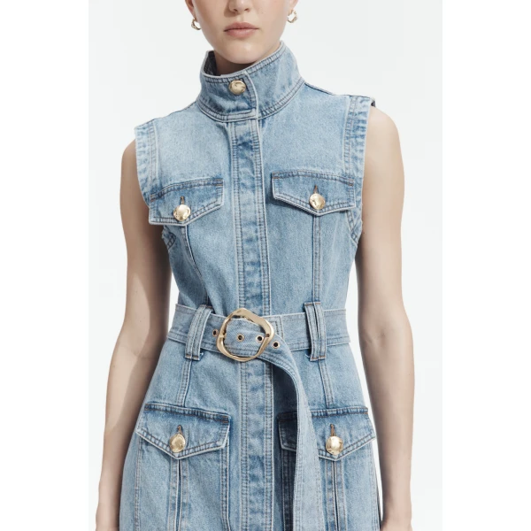 Aje Lyra Denim Midi Dress, view 5