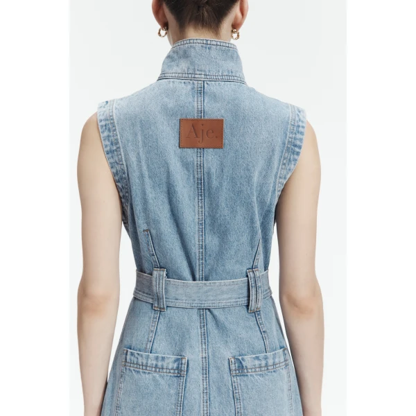 Aje Lyra Denim Midi Dress, view 6