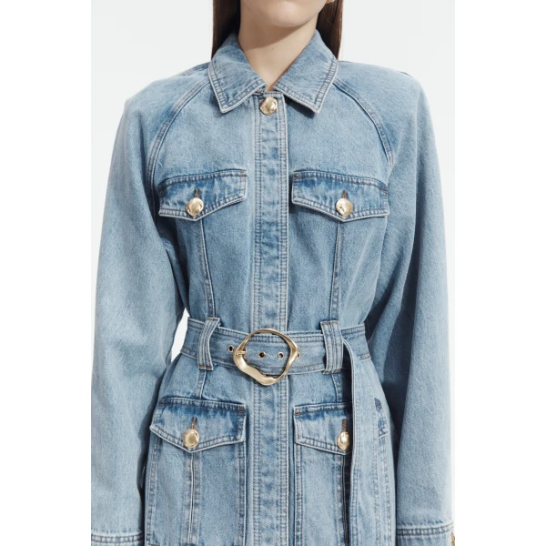 Aje Lyra Denim Mini Dress, view 5