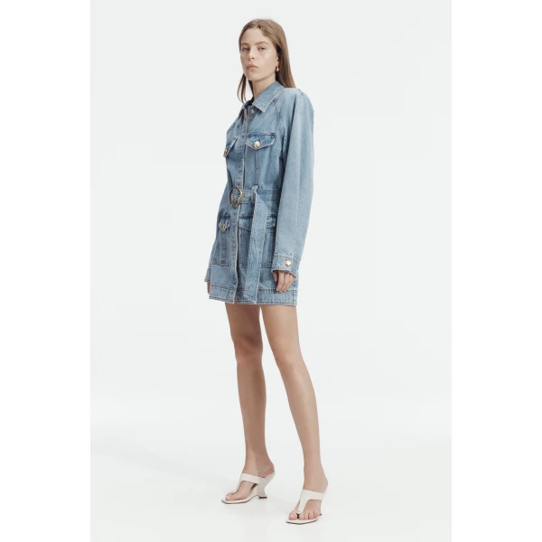 Aje Lyra Denim Mini Dress, view 6
