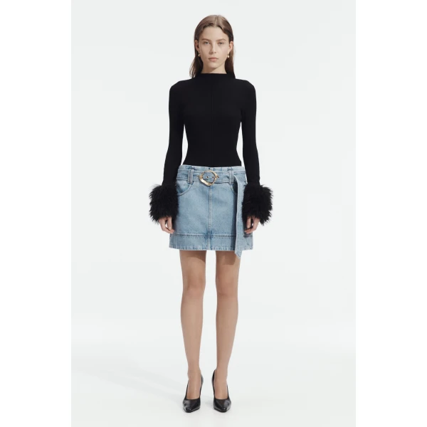 Aje Lyra Denim Mini Skirt, view 2