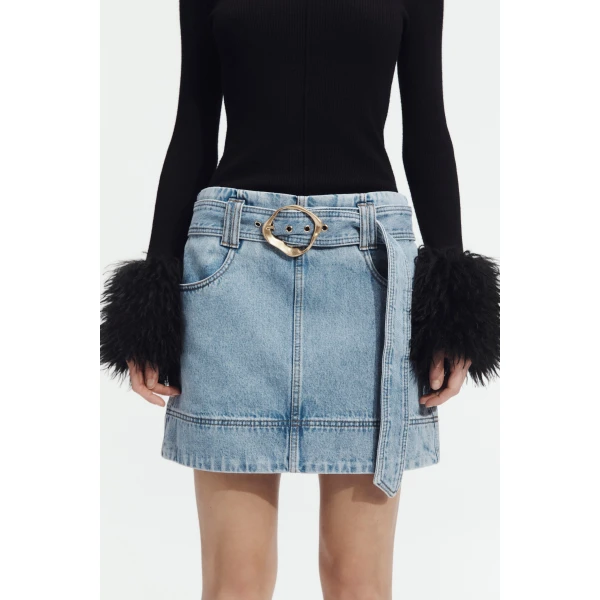 Aje Lyra Denim Mini Skirt, view 3