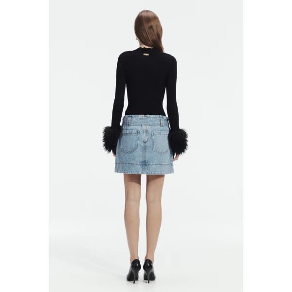 Aje Lyra Denim Mini Skirt, view 6