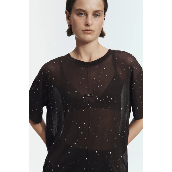 Aje Twila Embellished Knit Tee, view 3