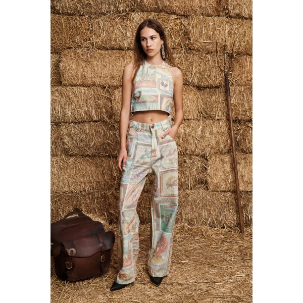 Alemais Andie Denim Halter Top, view 2