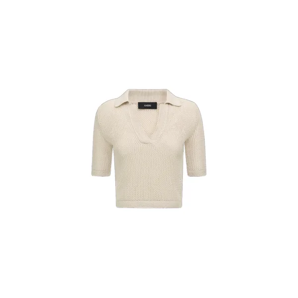 Amiri Crochet Mesh Polo